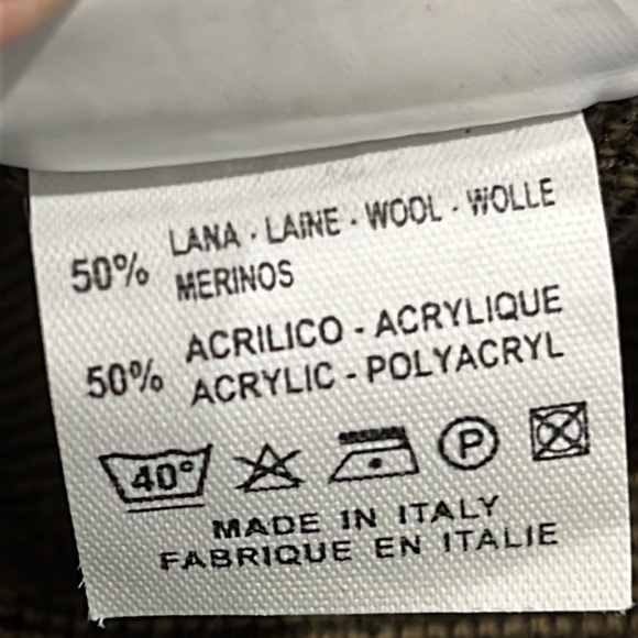 Vintage AEFFE Wool Blend Crewneck Sweater army green geo pattern knit size XL - Picture 10 of 11